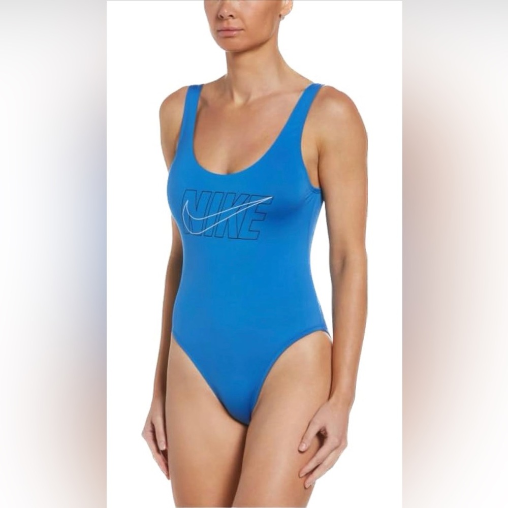 Nike Women’s Essential U-Back Swimsuit One-Piece Logo Blue Size L